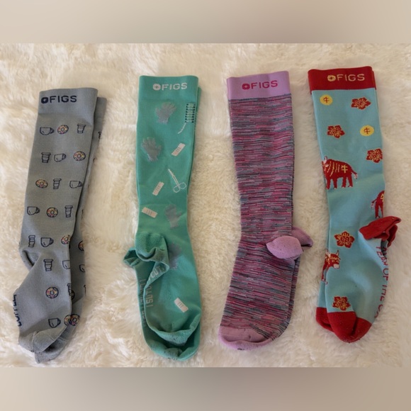 Figs Accessories - Figs Women's Colorful Socks Set - Gray, Teal, Purple, Red